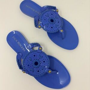 Jack Rogers Women's Azure Blue Leather-Style Georgica Jelly Sandals Size 10M